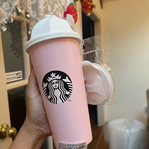 starbucks Korean valentine strawberry 2 lids cold hot cup 473 ml stainless steel